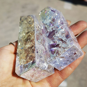 หินควอตซ์สีรุ้งหลายด้านเป็นรูปนางฟ้าออร่าคริสตัลแตกแบบฟรีเงาวาว - Product Image 6