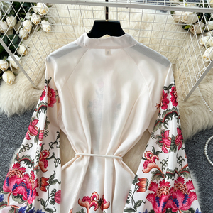 LW0473 abito con stampa Vintage da donna con pizzo in vita temperata <span class=keywords><strong>grande</strong></span> Swing monopetto gonna lunga abito floreale - Product Image 6