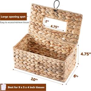 Panier de rangement de bureau en jacinthe d'eau écologique avec fonction organisateur pour ranger les serviettes de table dans la cuisine - Product Image 5