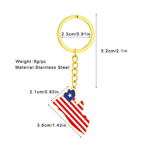 Llavero con Colgante de Bandera Nacional de <span class=keywords><strong>Liberia</strong></span> de Acero Inoxidable de Fábrica, Chapado en Oro de 18K, Colgante con Mapa de <span class=keywords><strong>Liberia</strong></span> - Product Image 2