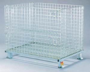 Estante de almacenamiento de acero para ahorrar espacio Mracking, venta al por mayor de fábrica, contenedor de <span class=keywords><strong>Metal</strong></span>, jaula de alambre portátil plegable con rueda - Product Image 1