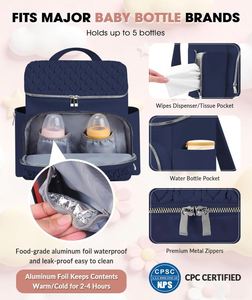 Bolsa de Pañales para Bebé, Bolsa Multifuncional para Mamá y Papá, Mochila de Pañales con Cambiador, Elegantes Panaleras, Correas para Cochecito de Bebé - Product Image 4