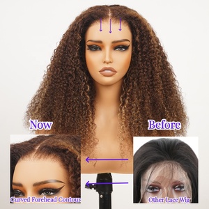 Parrucche colorate senza colla <span class=keywords><strong>capelli</strong></span> umani, <span class=keywords><strong>capelli</strong></span> Pre strappati grezzi <span class=keywords><strong>capelli</strong></span> indiani HD pizzo riccio 13x4 HD viscere - Product Image 2