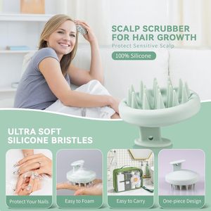 Brosse à shampooing en silicone souple écologique pour le soin du cuir chevelu, brosse à cheveux pour le lavage, brosse à shampooing personnalisée avec logo, masseur capillaire - Product Image 5