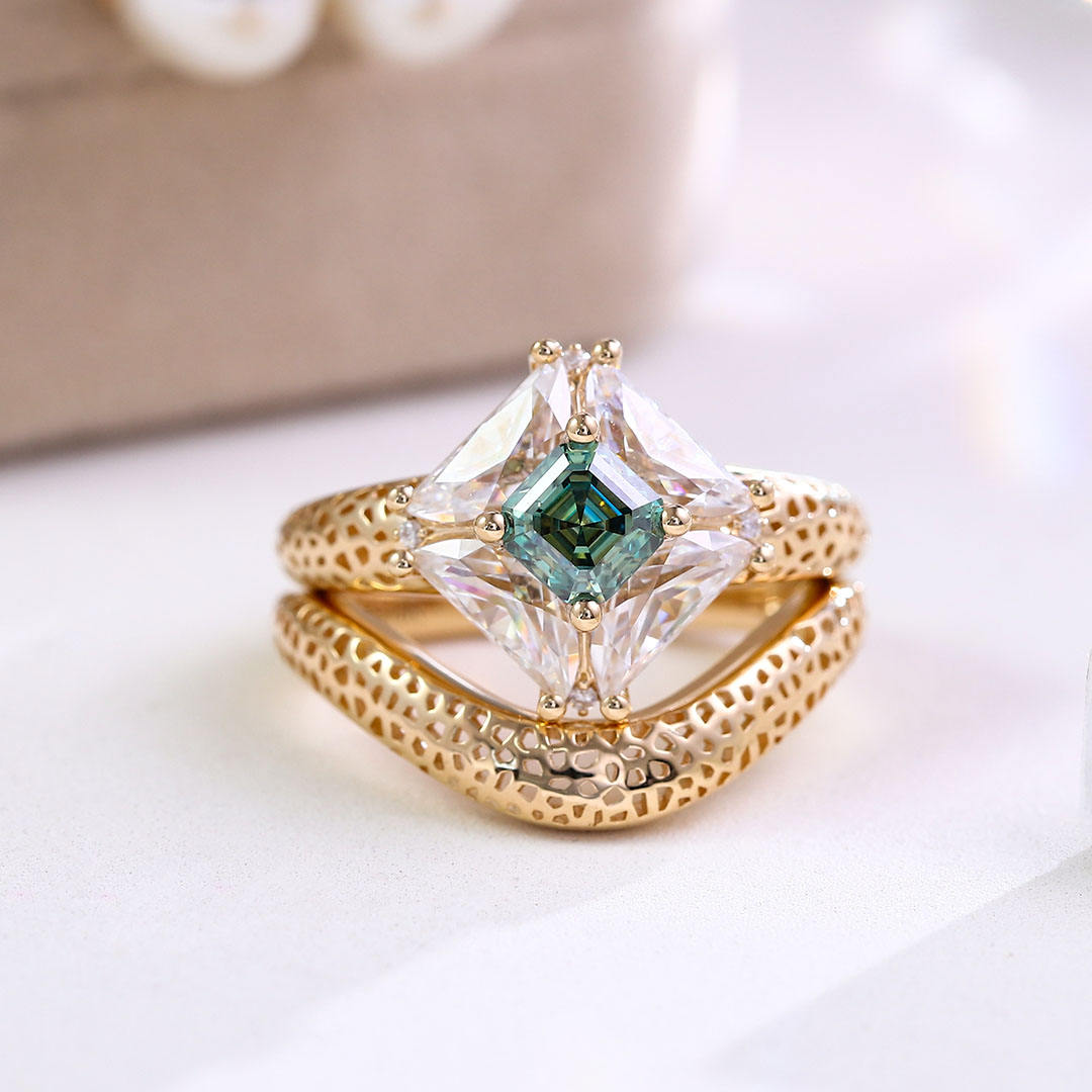 Bague en or 18 carats avec diamant moissanite