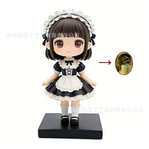Maid Style Chibi <b>Bobblehead</b> Doll Resin Figurine Cartoon Anime Girl Desktop Ornament Gift - Product Image 2