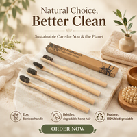 Brosse à dents en poils de cheval 100% biodégradable pour adultes, naturelle, écologique, pour usage domestique, emballage en boîte kraft