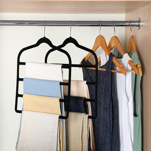 <strong>4</strong>-Fold Velvet Hangers Space-Saving Scarf &amp; Trouser <strong>Rack</strong> for Household Dress Shop Hotel Kitchen for Travel Clothes Tools Storage - Product Image 1
