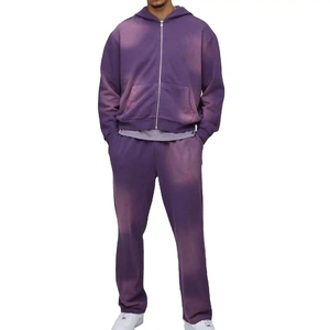 Fournisseur direct d'usine, survêtement 100% de haute qualité, lavé à l'acide, pour hommes, unisexe, streetwear, logo personnalisé imprimé, tissu en polaire - Product Image 1