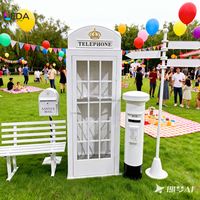Ensemble de cabine téléphonique londonienne blanche LEDA avec banc, boîte aux lettres, décoration pour événements intérieurs et extérieurs, fêtes