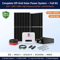 Système Solaire Autonome en Gros 5KW 10KW 20KW 50KW Kit Complet Stockage d'Énergie Domestique Onduleur Haute Fréquence Batterie OEM CE
