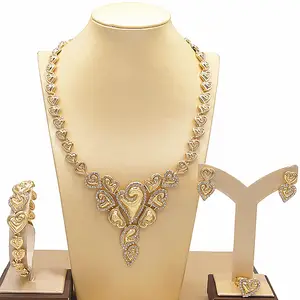 Yulaili Imported Rhinestone Gold-Plated Wedding Party Jewelry Sets Newest Design I Love You Xo Hug and Kiss Jewelry Set X0055