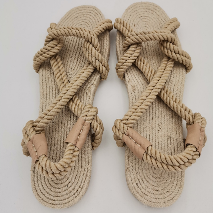 F-1896 новые модные 2023 сандалии в стиле бохо, женские сандалии на плоской подошве, плетеная веревочная летняя обувь, сандалии макраме