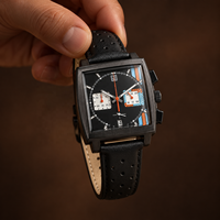Montre carrée à quartz pour homme, design ajouré élégant avec aiguilles perlées, bracelet en cuir véritable, boîtier en acrylique lumineux pour affaires