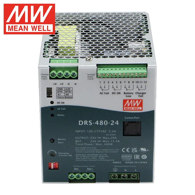 Fonte de alimentação ininterrupta Mean Well DRS-480-24 Fonte de alimentação de partida de emergência Smps 12V 24V 48V Meanwell