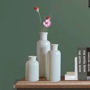 Poterie japonaise simple nordique blanche et noire, arrangement de fleurs grossières, décoration vases en céramique faits à la main