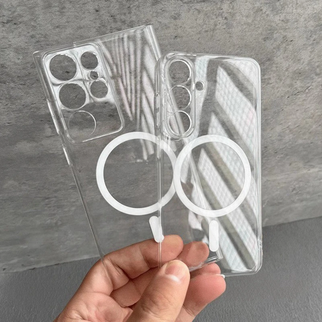 Ultra for iphone Samsung Galaxy S26 S25 Ultra S24 Plus S23 Case Cover Transparent PC Clear Thin Wireless Magnetic Glossy A17 Charge