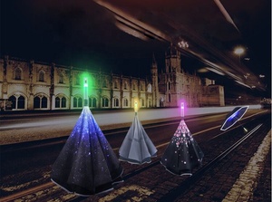 <span class=keywords><strong>Parapluie</strong></span> inversé manuel ouvert, étanche, anti-vent, avec LED lumineuse et poignée lampe torche LED, réfléchissant - Product Image 3