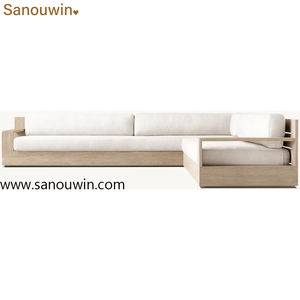Canapé modulable en teck personnalisable - Canapé de patio extérieur en teck massif avec coussins à séchage rapide - Product Image 4
