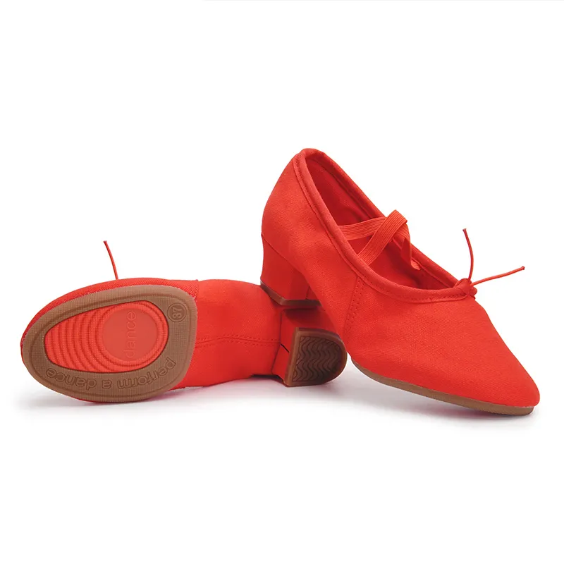 Professionelle elastische rote Kinder-Lenk-Balletschuhe mit individualisierter Gummissole weiche und bequeme Tanzschuhe