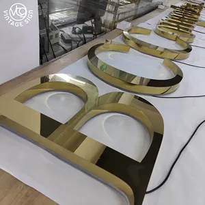 Outdoor 3D Led Illuminated Letter Logo Stainless Steel Channel Letter Advertising Signs For Shop
