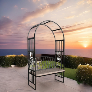 Arche de jardin en <span class=keywords><strong>fer</strong></span> <span class=keywords><strong>forgé</strong></span> avec siège, résistante à la pourriture, écologique, garantie 3 ans, arche de fleurs de mariage, <span class=keywords><strong>pergola</strong></span>, tonnelle - Product Image 5