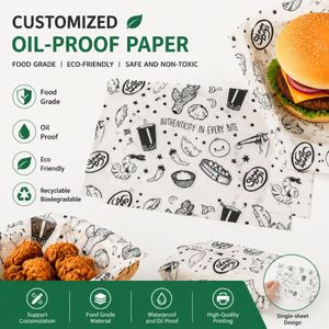 Custom Printed Food Grade Hamburger Greaseproof Wrapping <b>Paper</b> Oil Proof Deli <b>Paper</b> for Burger Sandwich Fries Fried Chicken - Product Image 2