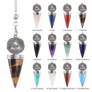 Prix d'usine Pendule conique en cristal de quartz pour la méditation, le Reiki, la sorcellerie et la spiritualité, avec motif Œil tout-voyant, pour la guérison et l'équilibre - Product Image 5
