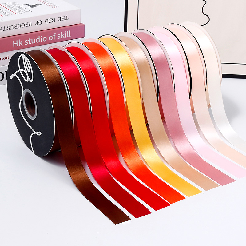 Solid Color Woven Ribbon Flower Gift Packaging with Birthday Gift, Holiday Gift Packaging Satin Ribbon