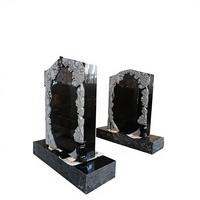 Sculpture d'angle en granit bleu perle, sculpture antique en granit, pierre tombale, monuments funéraires