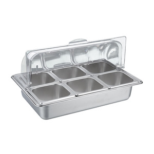 Plateau d'affichage de fruits en acier inoxydable facile à nettoyer rotatif à plusieurs niveaux pour les sandwiches de thé de l'après-midi de café de produits frais de <span class=keywords><strong>supermarché</strong></span> - Product Image 5