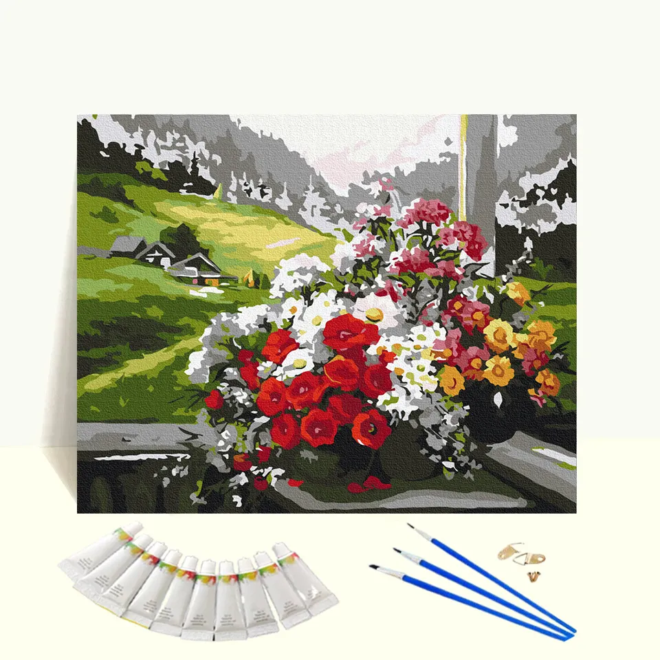 Набор для рисования цветов по ногам на холсте, декорации подоконника, акриловая краска для декора дома