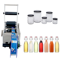 Machine d'étiquetage semi-automatique pour bouteilles rondes, étiqueteuse autocollante pour bouteilles en verre, bouteilles en plastique, bocaux, canettes