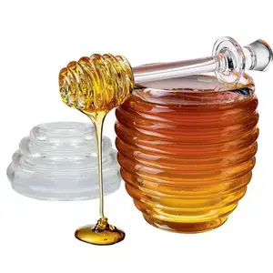 Plastic transparent Honeycomb Tank Honey Storage Container Honey Jar fruit juice Pot With Stirring Rod jam Can