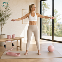 Kit d'entraînement Pilates à domicile Premium : Reformer Durable et Portable, Accessoires, Bandes de Résistance en Silicone pour Femmes, Haltères, Mini Ballon de Pilates