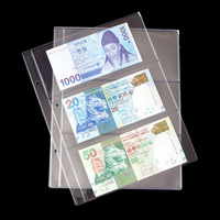 Feuille de feuilles mobiles porte-billets à 3 fentes papier-monnaie sac de protection pièce de monnaie argent Collection Album
