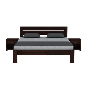 เตียงไม้จริงทรงโมเดิร์นสีน้ำตาลเข้มพร้อมหัวเตียง ราคาขายส่ง - Product Image 5