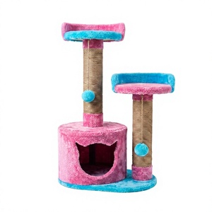 Arbre à chat Amistar Cotton Candy Castle de haute qualité avec 3 niveaux, écologique et durable, emballé en carton pour une utilisation en intérieur - Toutes tailles - Product Image 1