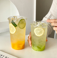 Tasse en verre borosilicate minimaliste, résistante à la chaleur, à paroi simple, transparente, pour boissons froides, thé aux fruits, usage café