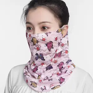 패션 여름 얼굴 자외선 차단제 레이스 스카프 여성 레이디 다채로운 꽃 패턴 인쇄 목 스카프 머리 스카프 도매