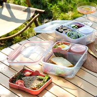3-delige lekvrije bento lunchbox met handvat, magnetronbestendig, voedselveilige kunststof container voor kinderen op school