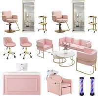 Ensemble complet de mobilier de salon rose et or, articles de salon, chaise de maquillage, chaise de coiffure