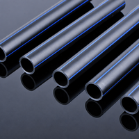 Tuyau d'irrigation flexible en HDPE noir à rayures bleues, tube d'alimentation en eau en polyéthylène haute densité pour projet d'irrigation goutte à goutte agricole