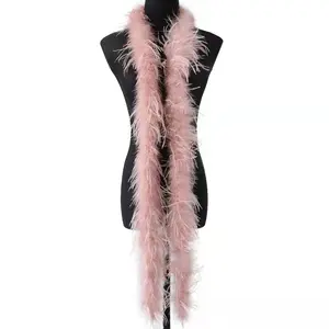 23 Stock Colors Cheap Ostrich Feather Boa 2 meter 1ply Fluffy Feather Scarf Wine Berry Champagne for Dress Decoration