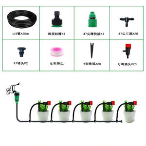 Kit de riego por goteo de 1/4 pulgadas con tubería de 20 m y gotero ajustable para plantas en macetas, balcones y jardines - Product Image 1