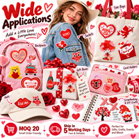 Patch brodé thermocollant ou à coudre en gros, motifs Cœur de la Saint-Valentin, XOXO, Cupidon, Ours en peluche, Rose
