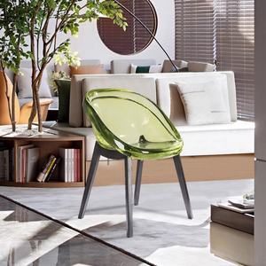 Chaise en résine transparente enveloppante et simplifiée, avec support dorsal ergonomique, élégante pour la salle à manger et les loisirs - Product Image 1