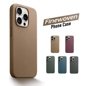 WOWCASE Twill Finewoven For IPhone 15 Mobile Phone Case Customized Magnetic Recycled Cases Premium Leather Cover For IPhone 15
