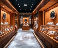 Comptoir de présentation de montres en bois massif élégant et moderne, vitrine en verre pour la vente de montres et de bijoux de luxe