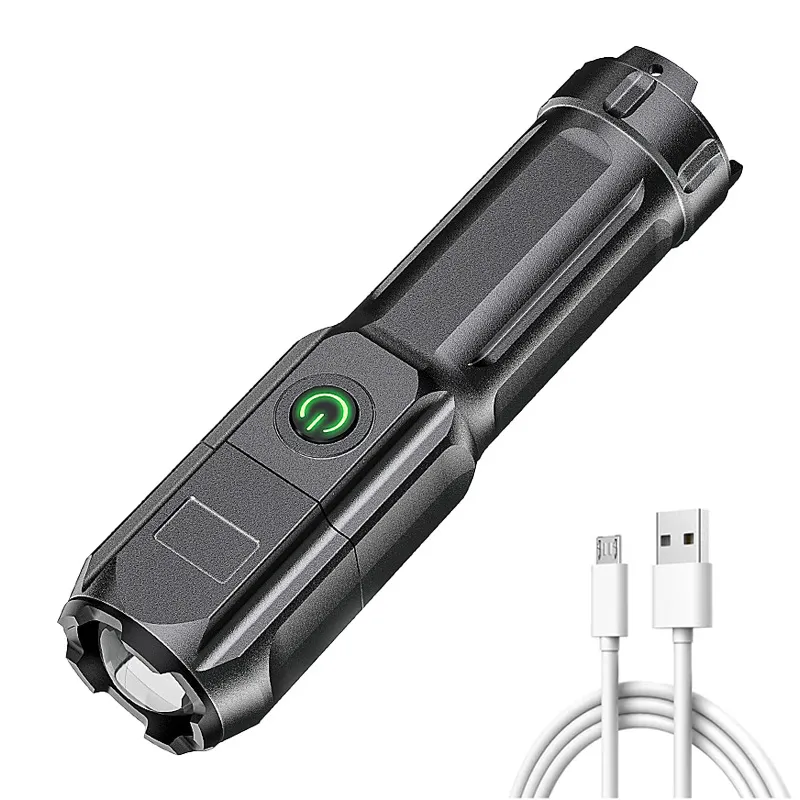 High Power Telescopic Zoom Strong Light Flashlight Rechargeable Outdoor Waterproof Tactical Torch Ultra-bright LED Flashlight
